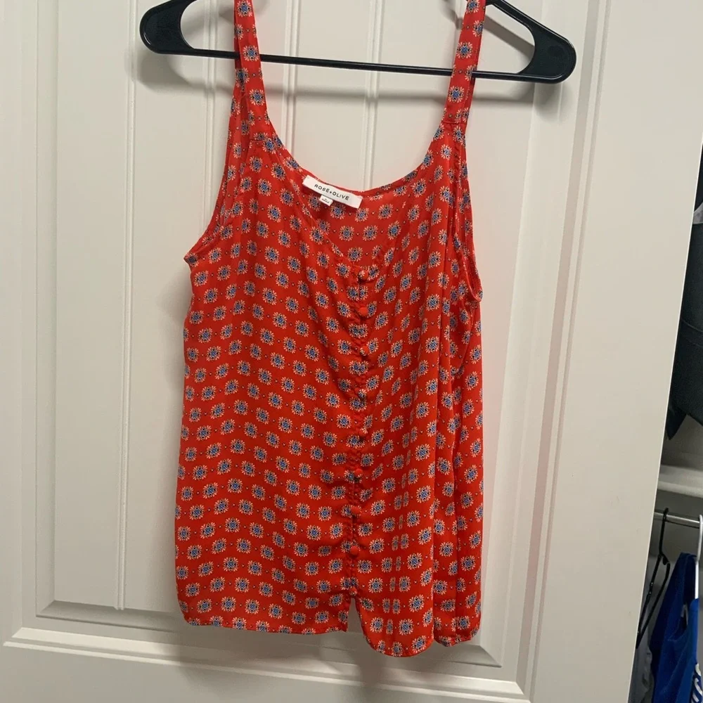 Rose & Olive Red Patterned Tank Top - Picture 1 of 5